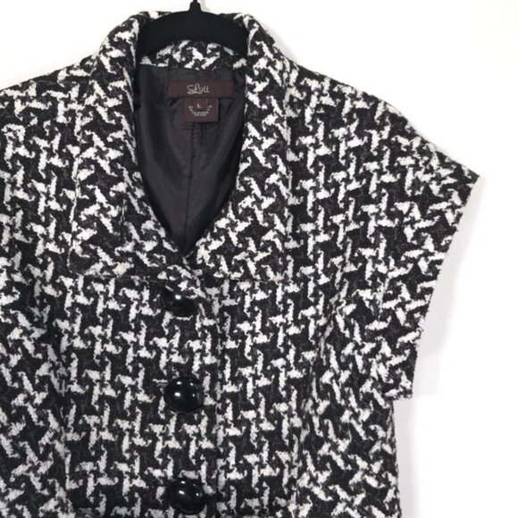 Anthropologie LUII Women's Jacket LARGE Black White Gray Boucle Belted‎ Textured - Picture 6 of 11